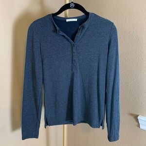Marine Layer Men’s Henley Shirt XS – Blue Long Sleeve Soft Knit Top